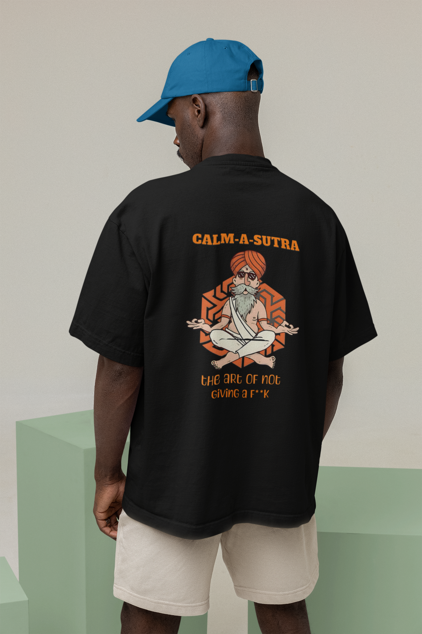 SCUBAAA Men's Calm-A-Sutra Oversized Half Sleeve T-shirt