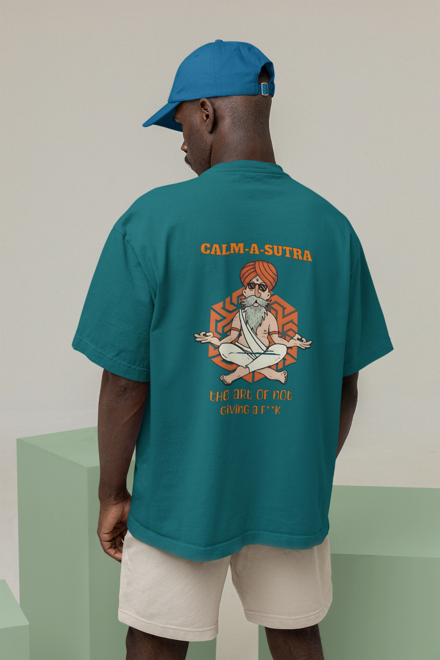 SCUBAAA Men's Calm-A-Sutra Oversized Half Sleeve T-shirt