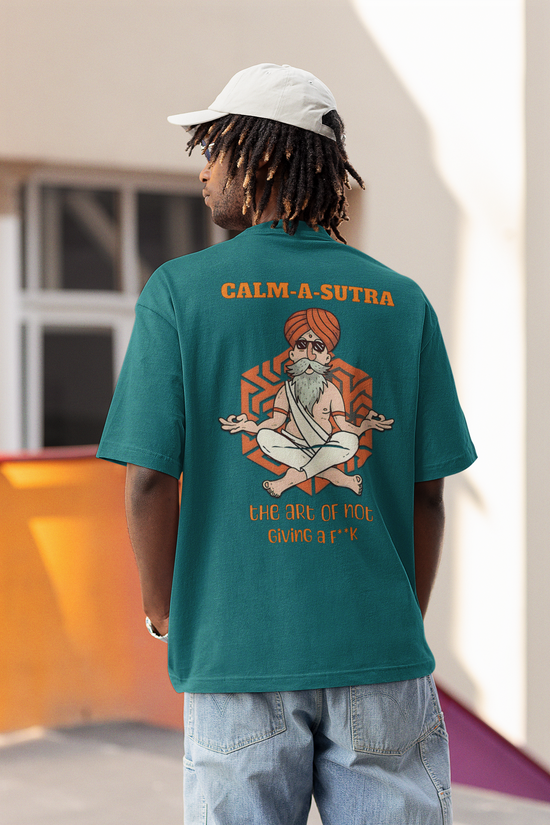 SCUBAAA Men's Calm-A-Sutra Oversized Half Sleeve T-shirt