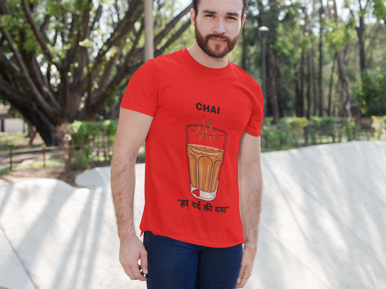 SCUBAAA Men's Chai Haar Dard ki Dawa Half Sleeve T-Shirt
