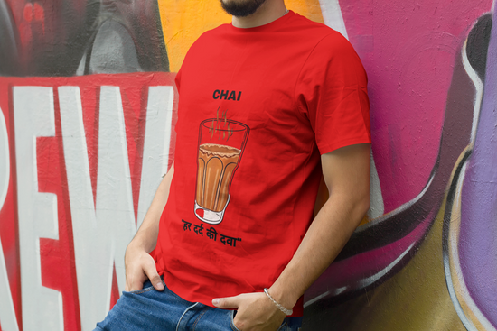 SCUBAAA Men's Chai Haar Dard ki Dawa Half Sleeve T-Shirt