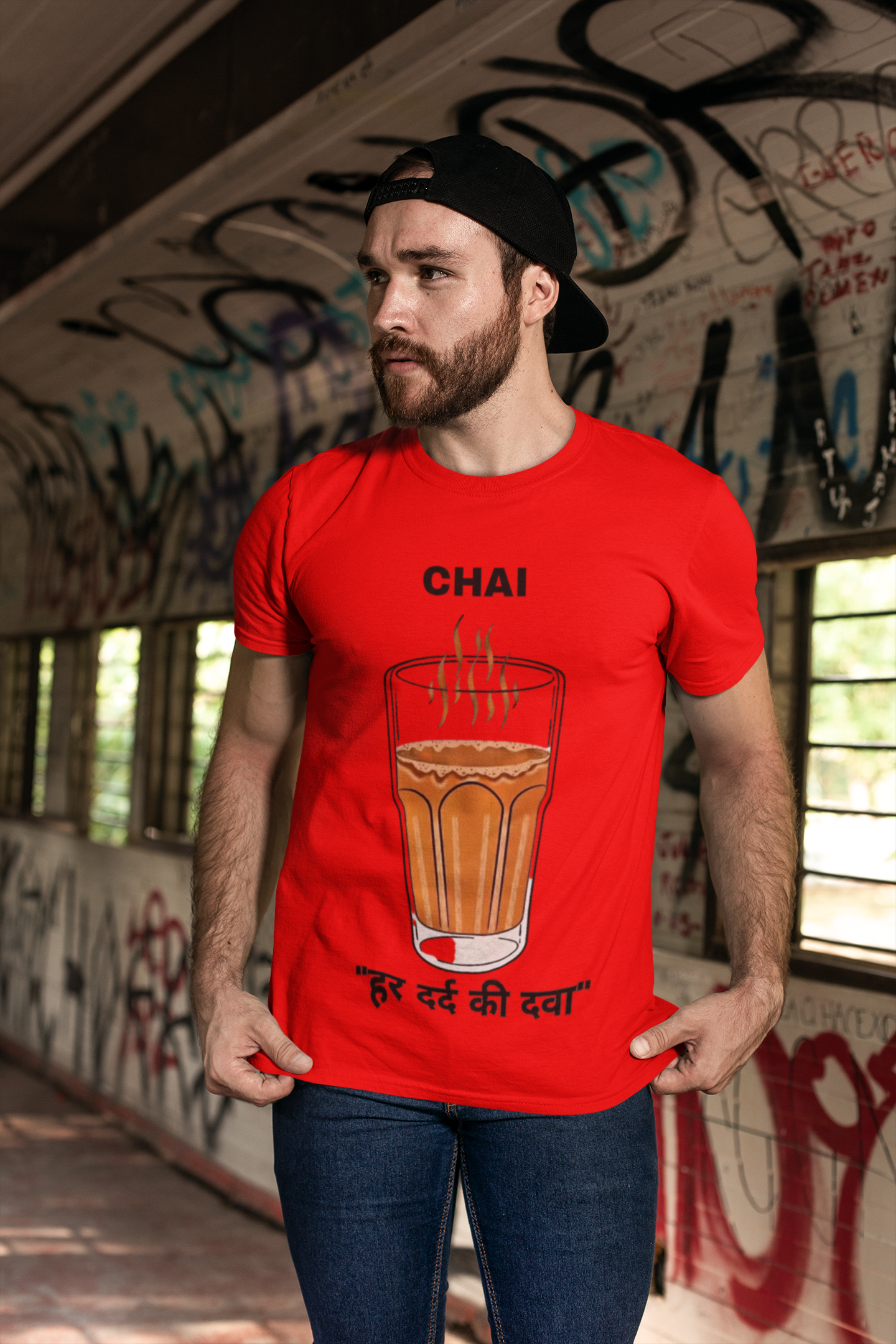SCUBAAA Men's Chai Haar Dard ki Dawa Half Sleeve T-Shirt