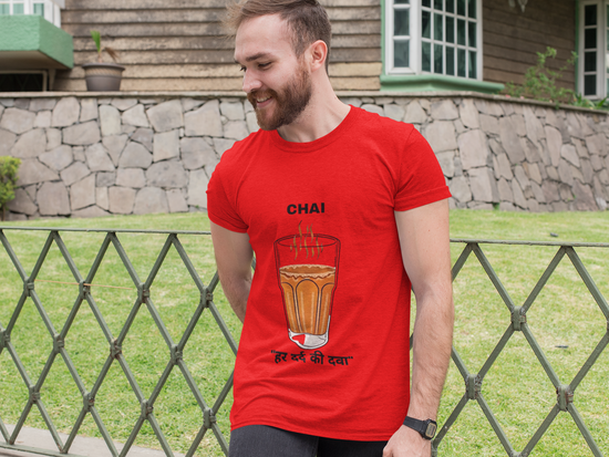 SCUBAAA Men's Chai Haar Dard ki Dawa Half Sleeve T-Shirt