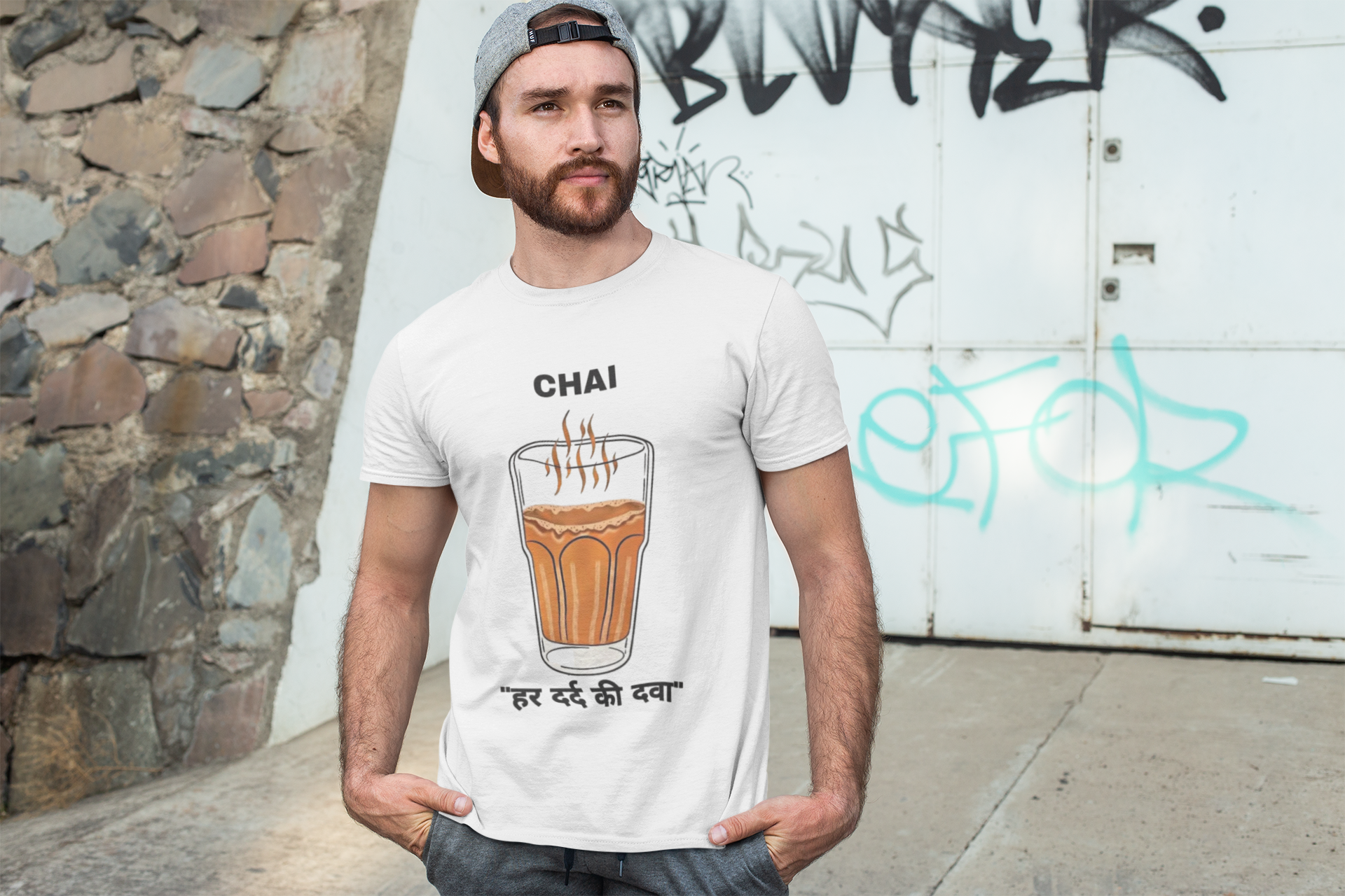 SCUBAAA Men's Chai Haar Dard ki Dawa Half Sleeve T-Shirt