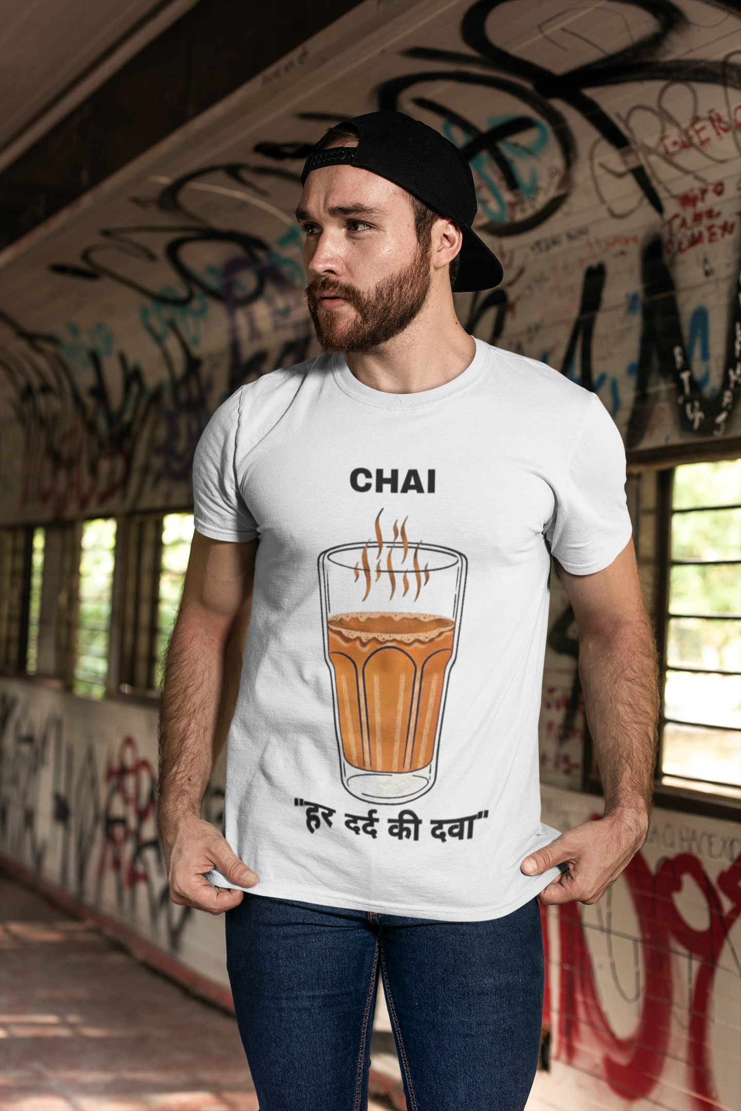 SCUBAAA Men's Chai Haar Dard ki Dawa Half Sleeve T-Shirt