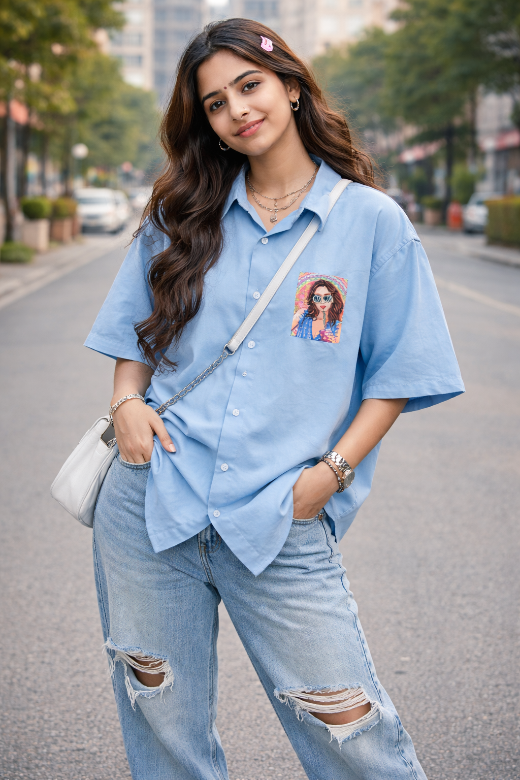 Pop Pocket Oversized Shirt