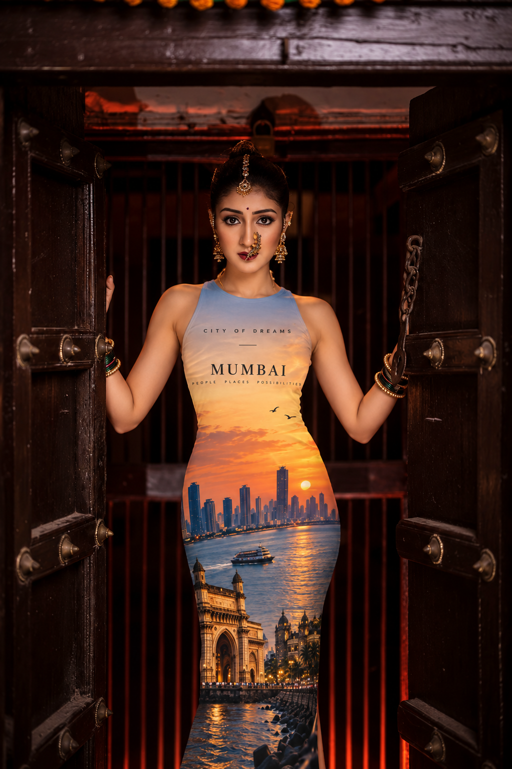 Mumbai Theme Bodycon Dress