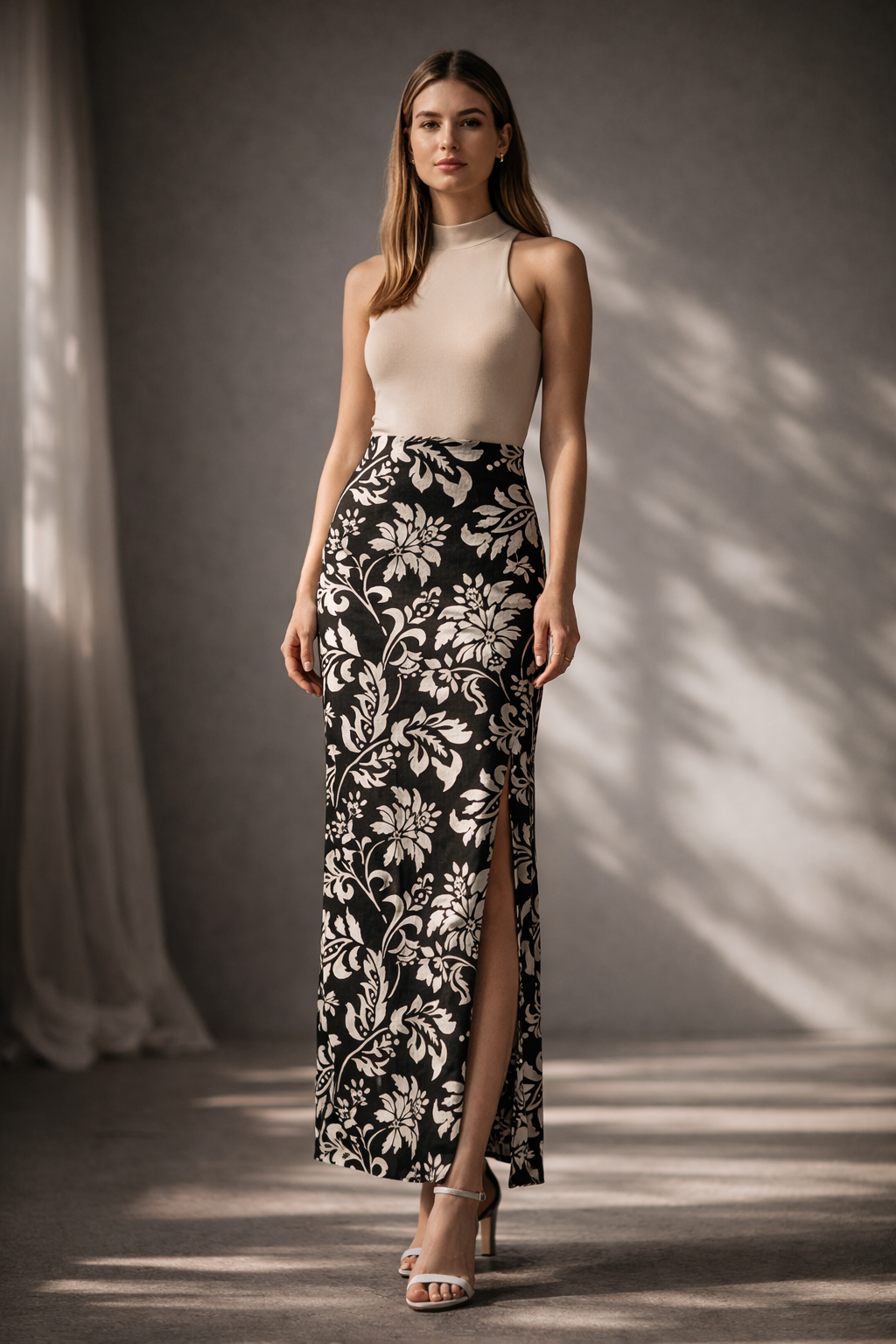 Eclat Floral Slit Skirt