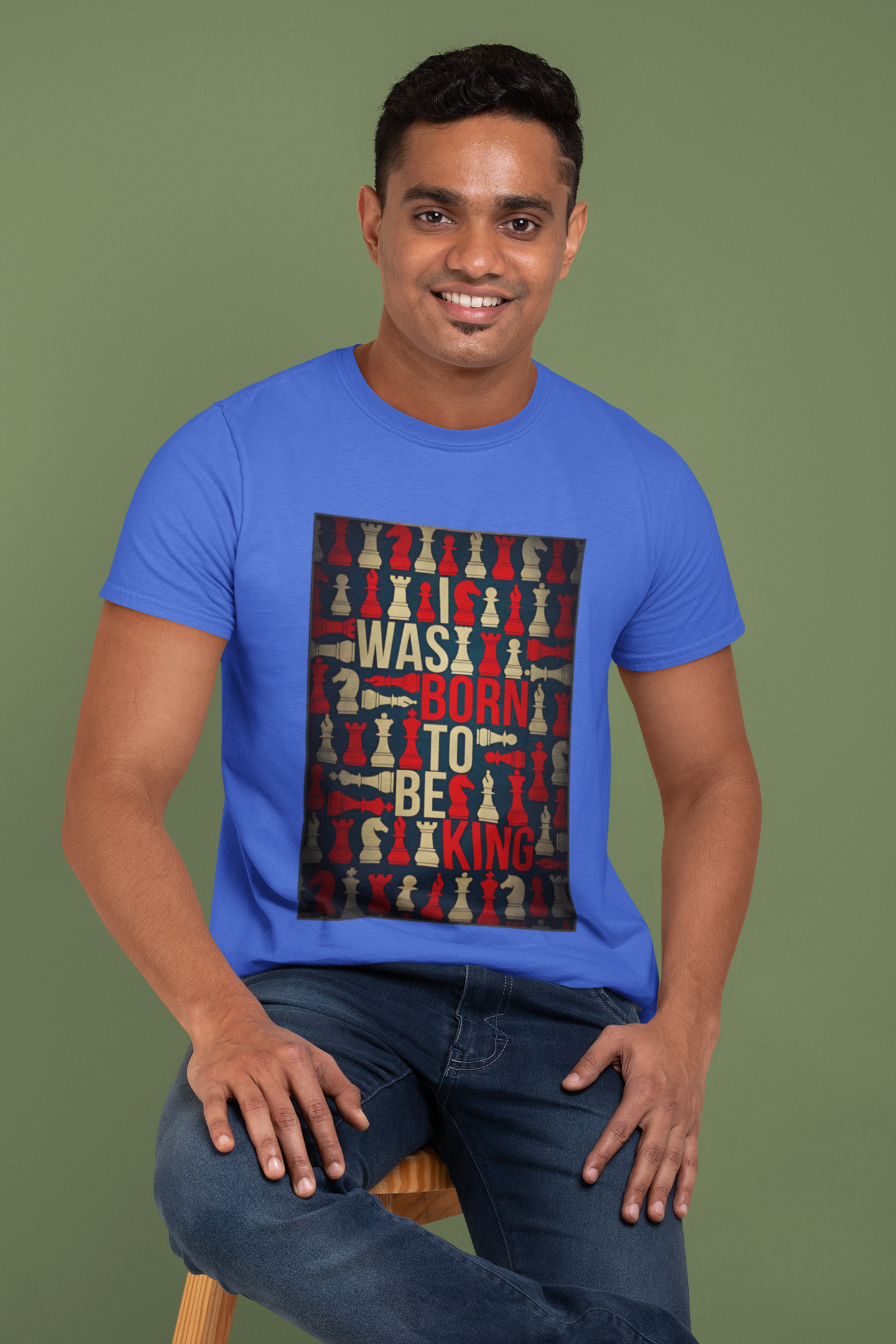 SCUBAAA Men's Was Born To Be King Half Sleeve T-Shirt