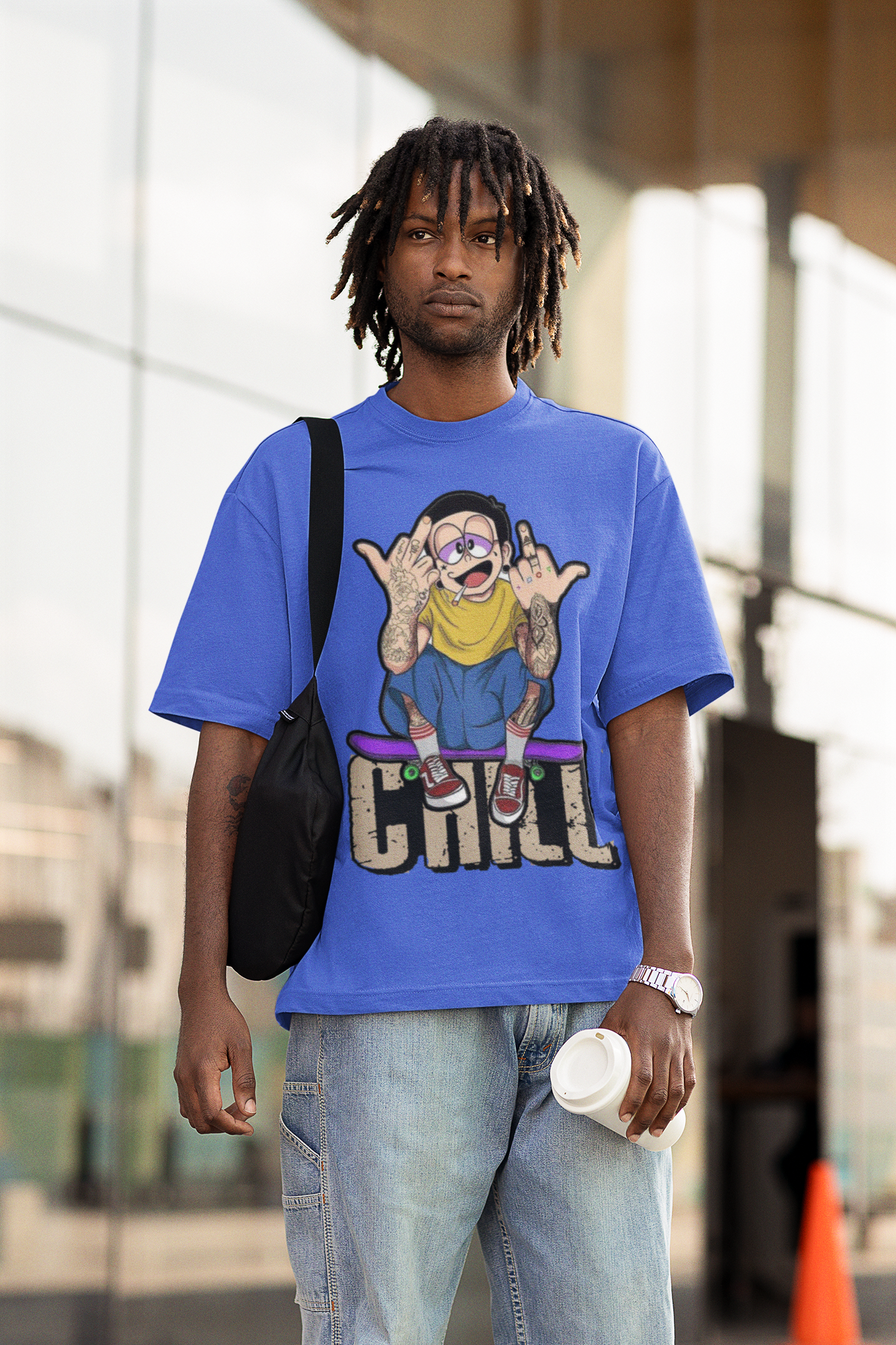 SCUBAAA Men's Nobita Oversized Half Sleeve T-shirt