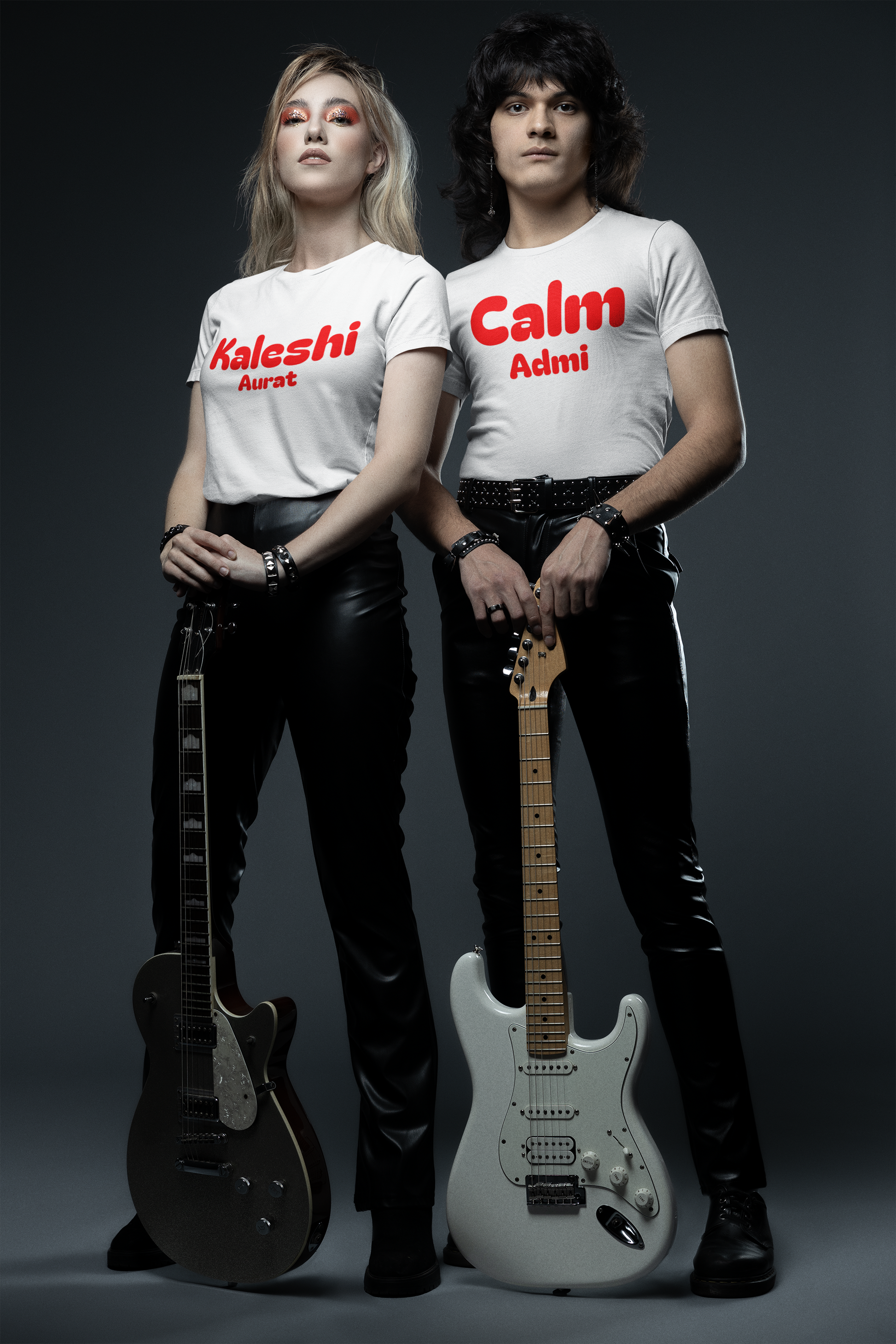 SCUBAAA Couple Combo Calm Admi and Kaleshi Aurat Half Sleeve Regular Fit T-shirt