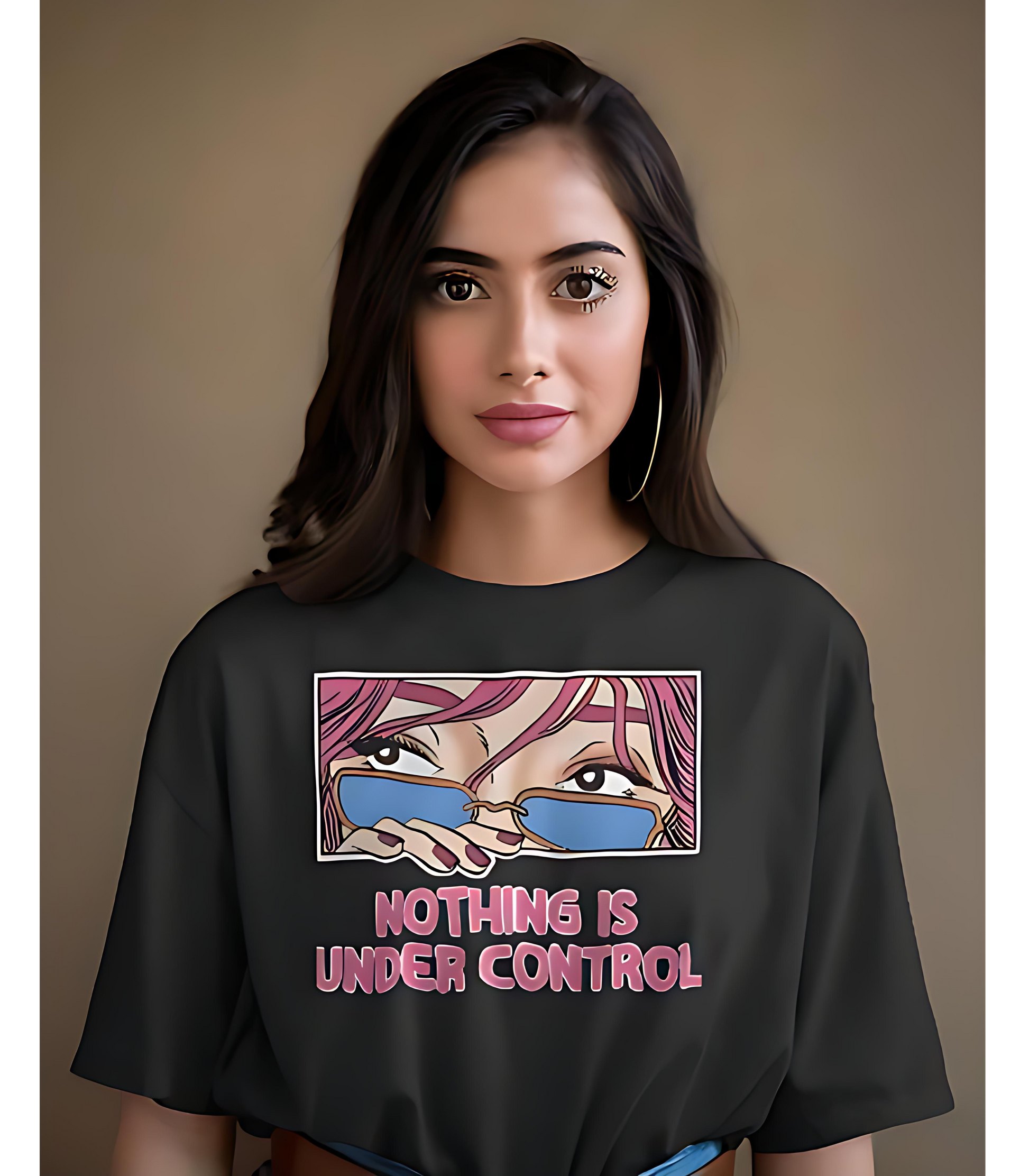 SCUBAAA Women's Nothing Is Under Control Oversized T-Shirt