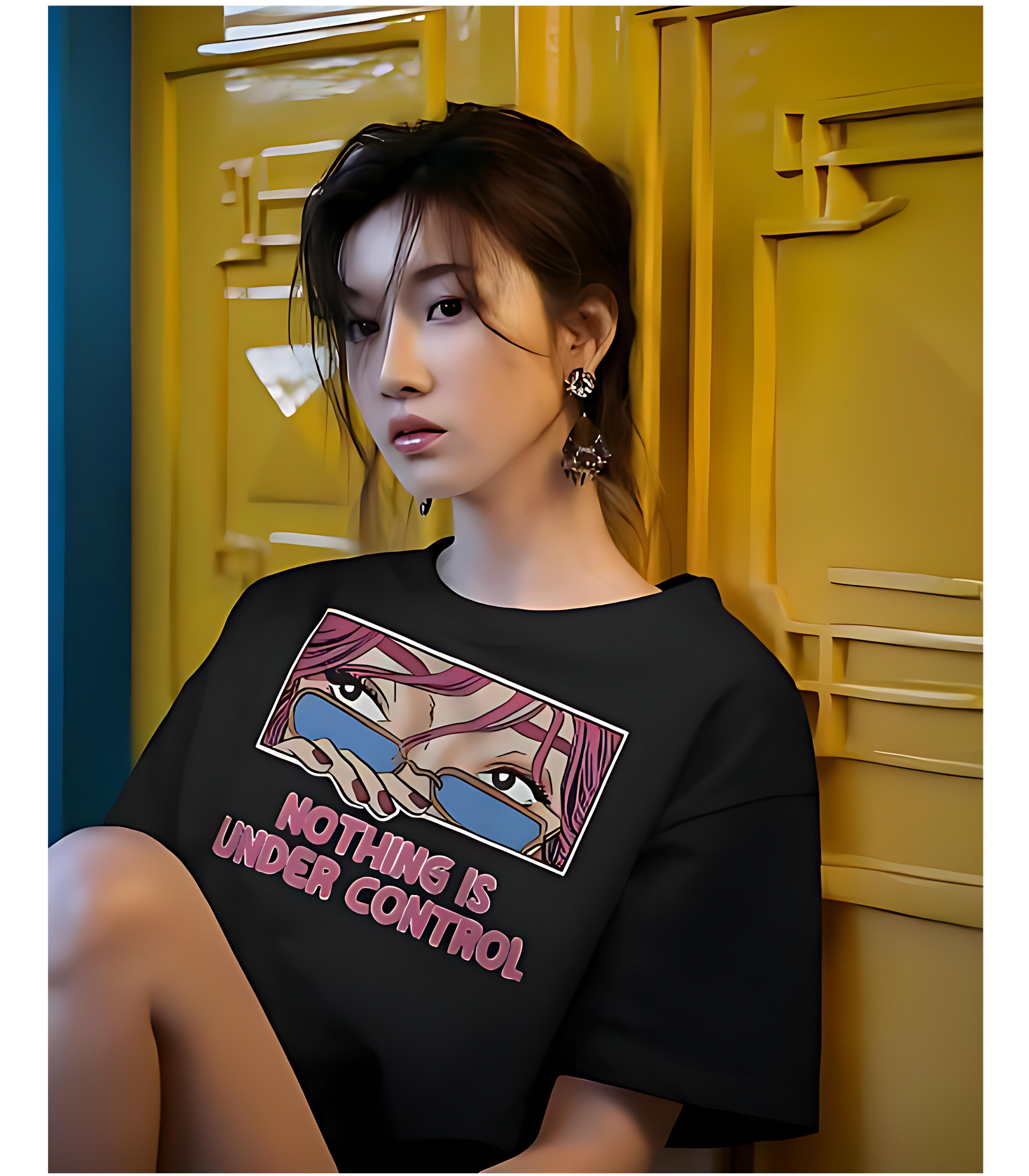 SCUBAAA Women's Nothing Is Under Control Oversized T-Shirt