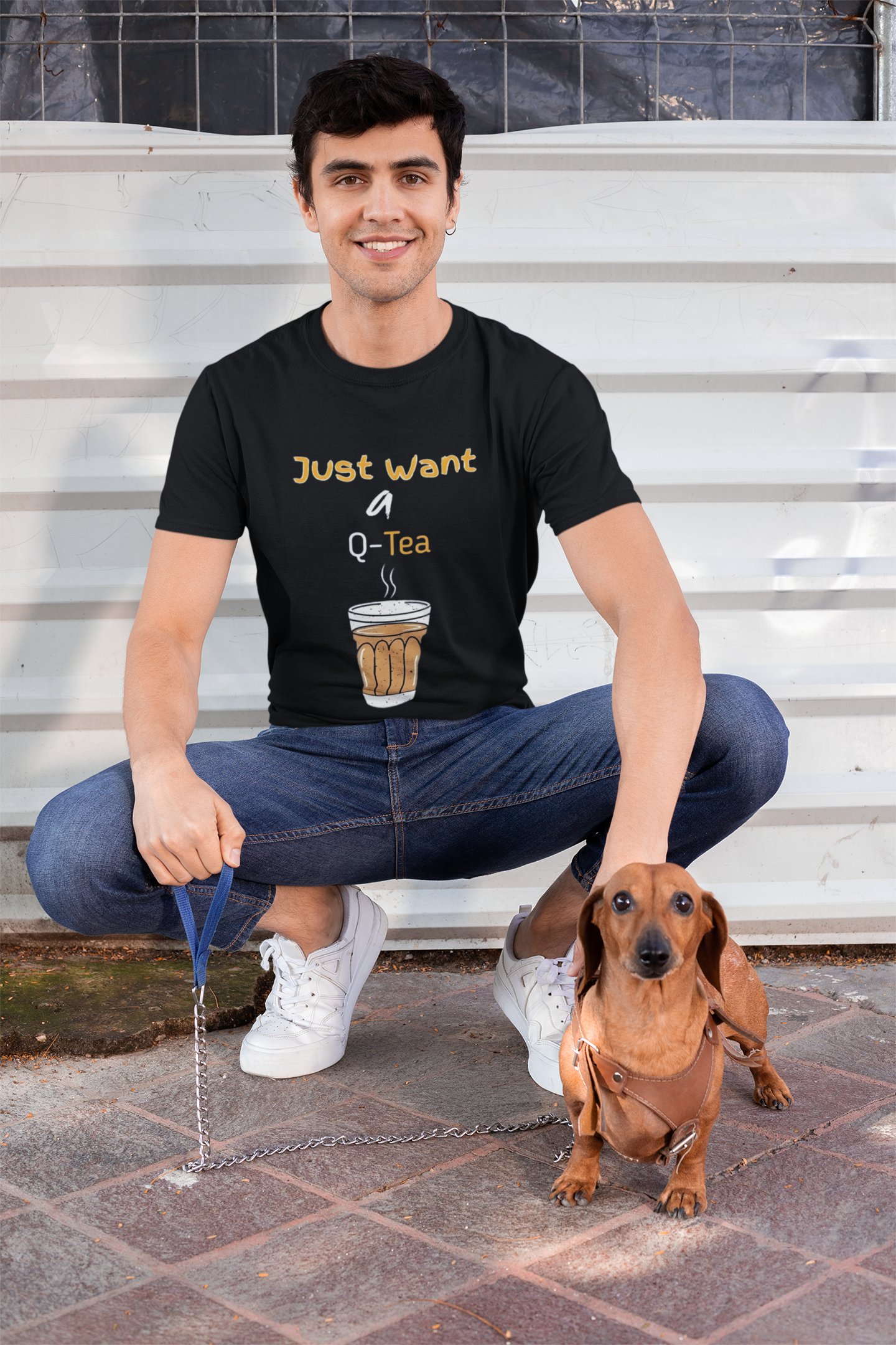 SCUBAAA Men's Just Want A Q-Tea Half Sleeve T-Shirt