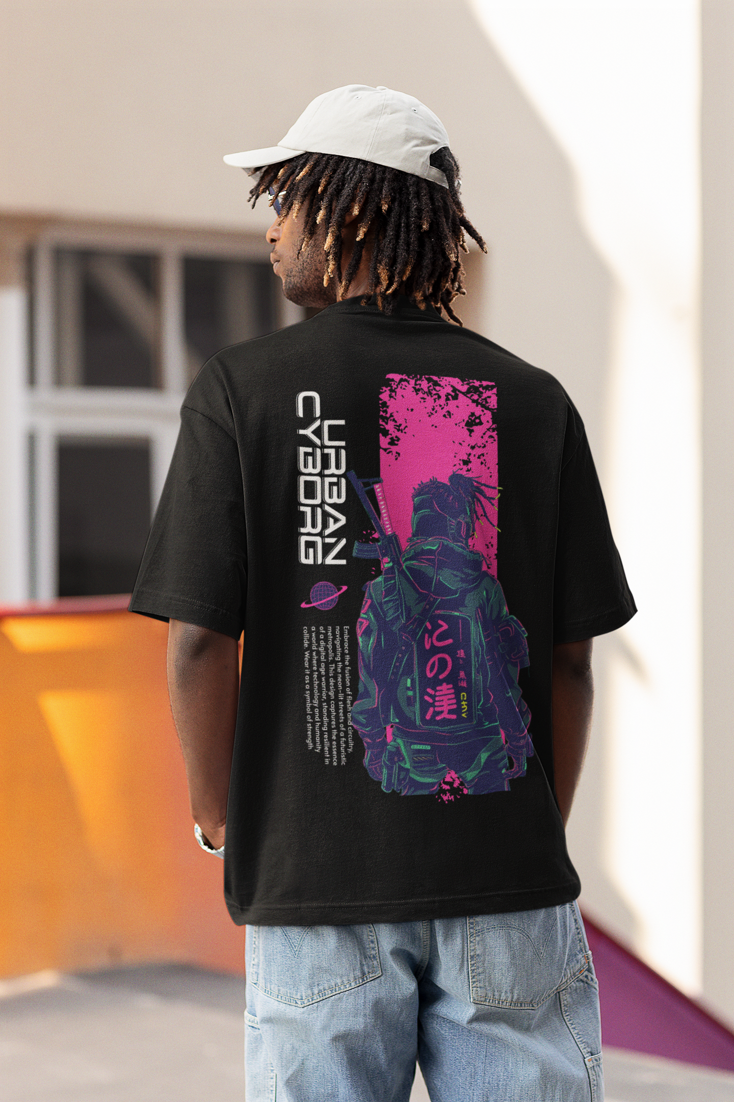 SCUBAAA Men's Urban Cyborg Oversized Half Sleeve T-shirt
