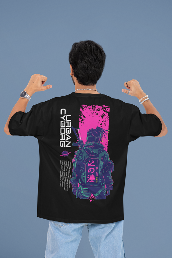 SCUBAAA Men's Urban Cyborg Oversized Half Sleeve T-shirt