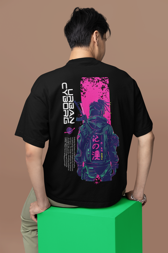 SCUBAAA Men's Urban Cyborg Oversized Half Sleeve T-shirt