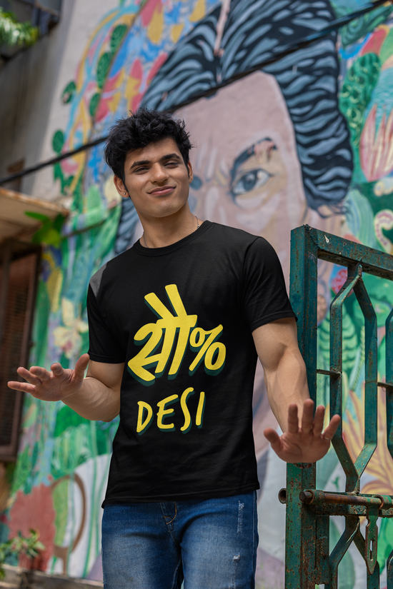 SCUBAAA Men's 100% Desi Half Sleeve T-Shirt