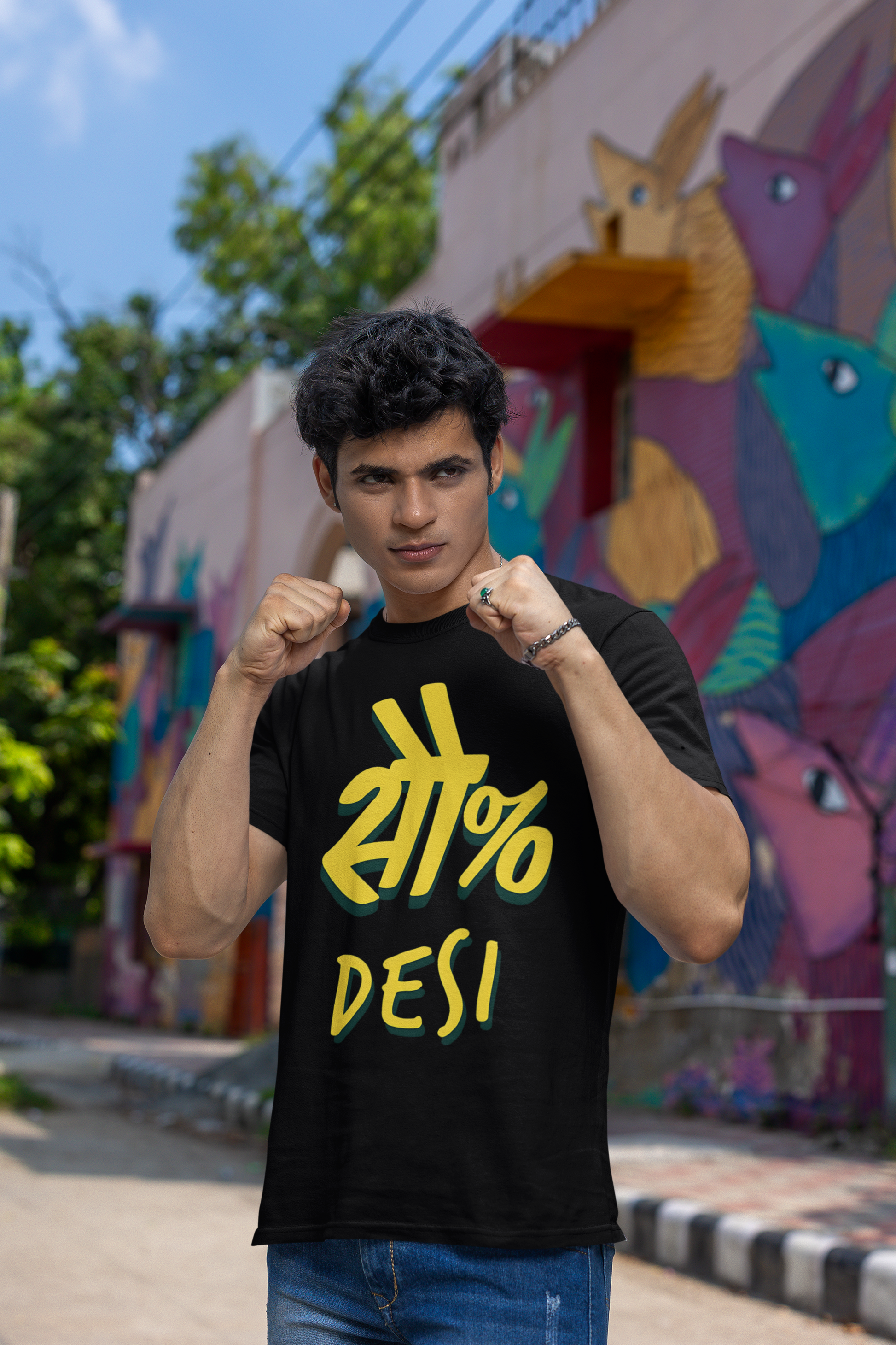 SCUBAAA Men's 100% Desi Half Sleeve T-Shirt