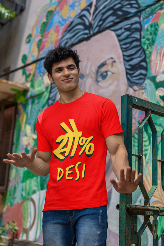 SCUBAAA Men's 100% Desi Half Sleeve T-Shirt