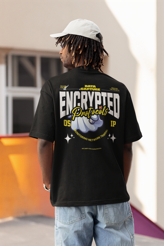 SCUBAAA Men's Encrypted Oversized Half Sleeve T-shirt