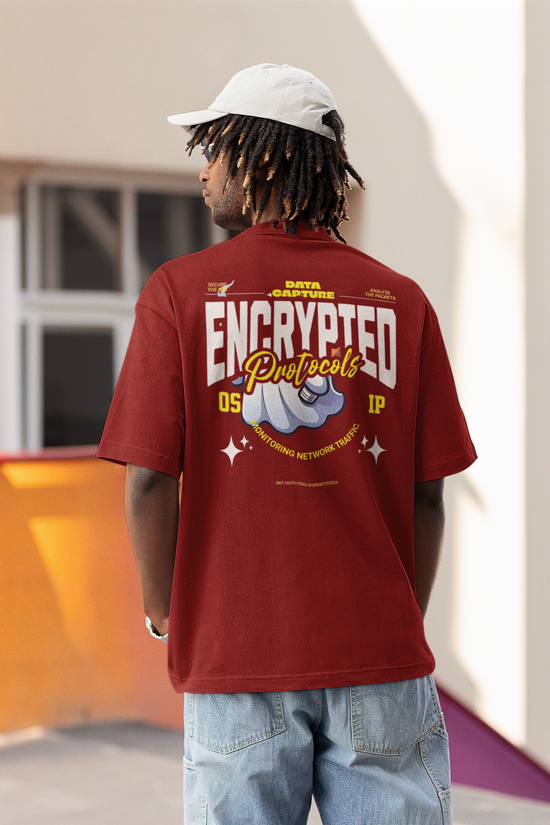SCUBAAA Men's Encrypted Oversized Half Sleeve T-shirt