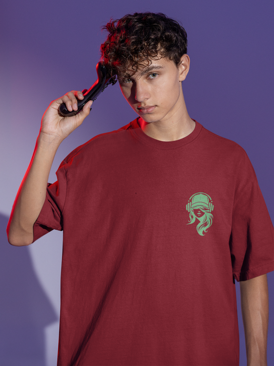 SCUBAAA Men's Encrypted Oversized Half Sleeve T-shirt