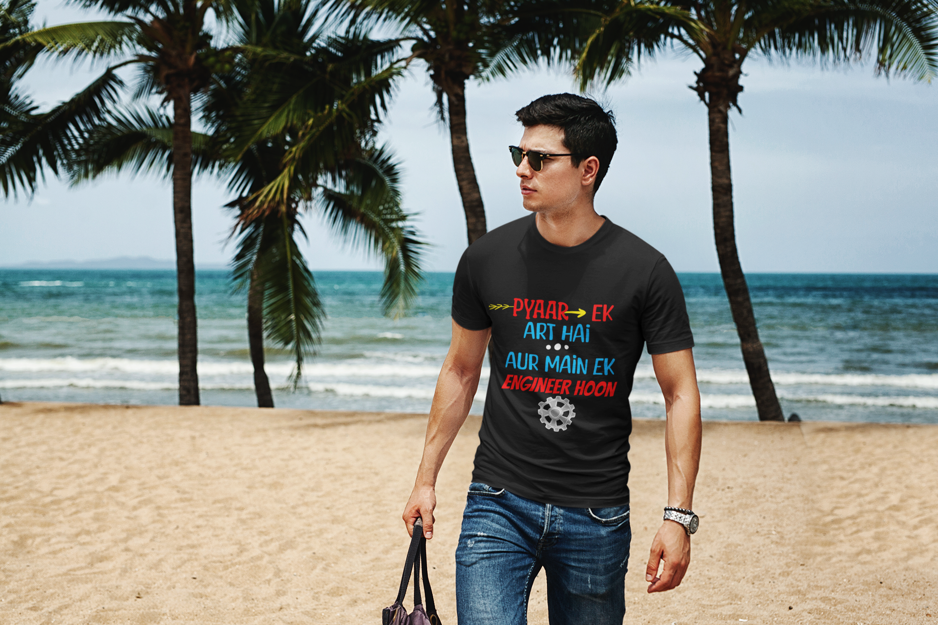 SCUBAAA Men's Engineer Half Sleeve T-Shirt