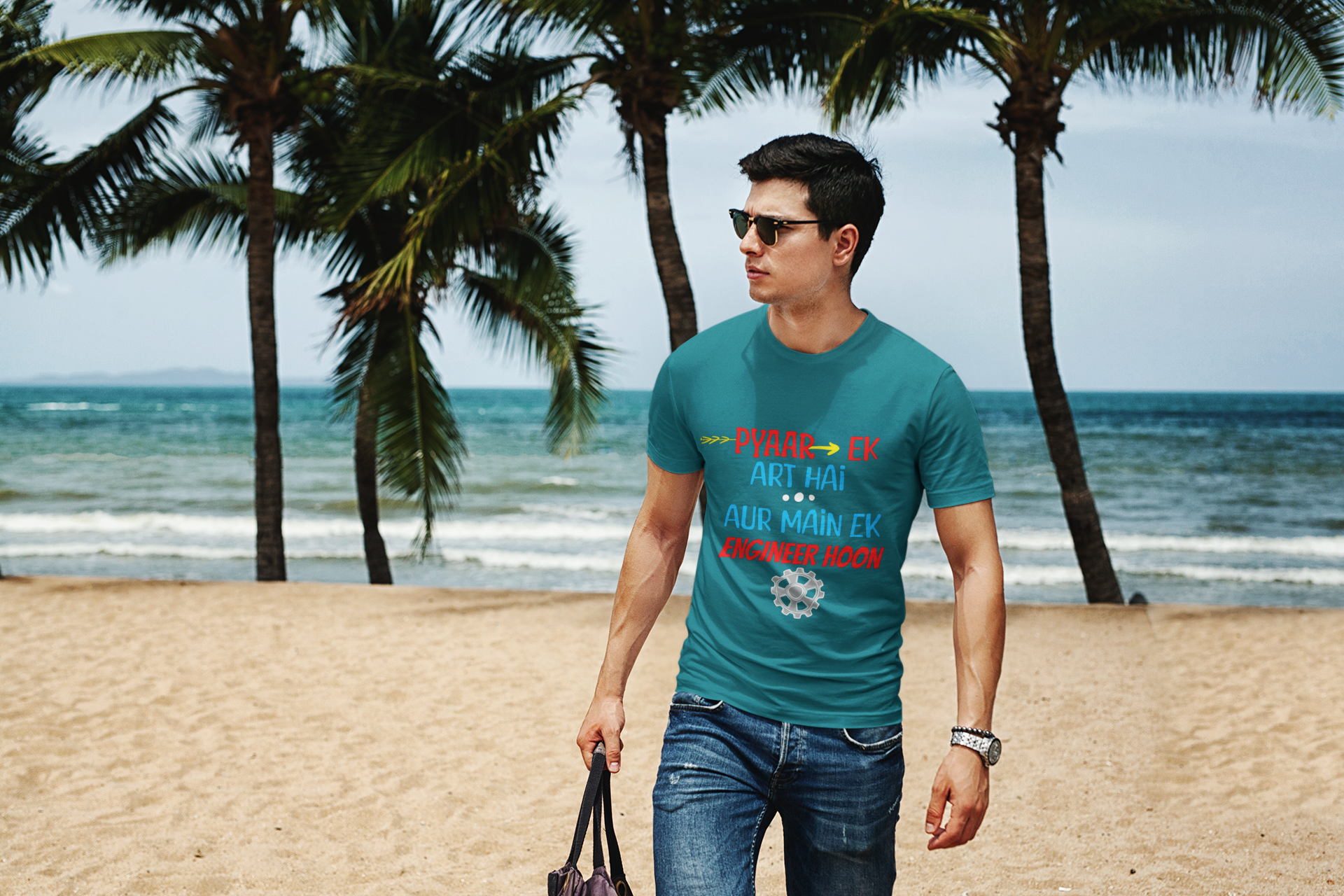 SCUBAAA Men's Engineer Half Sleeve T-Shirt