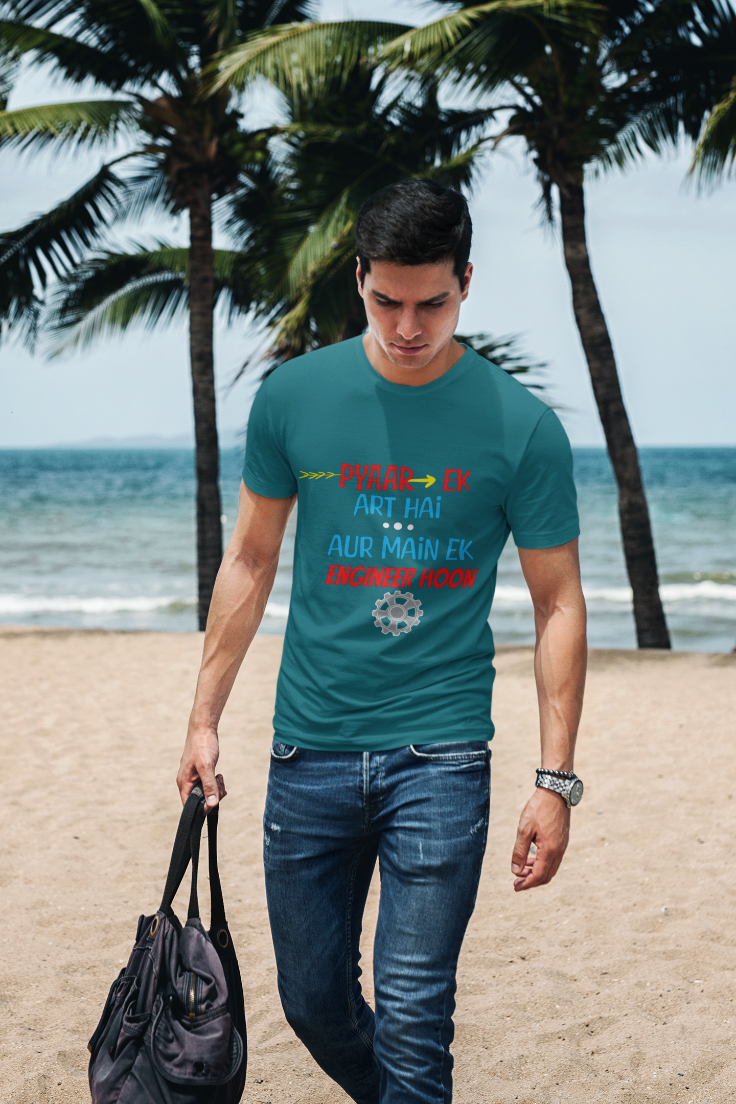 SCUBAAA Men's Engineer Half Sleeve T-Shirt