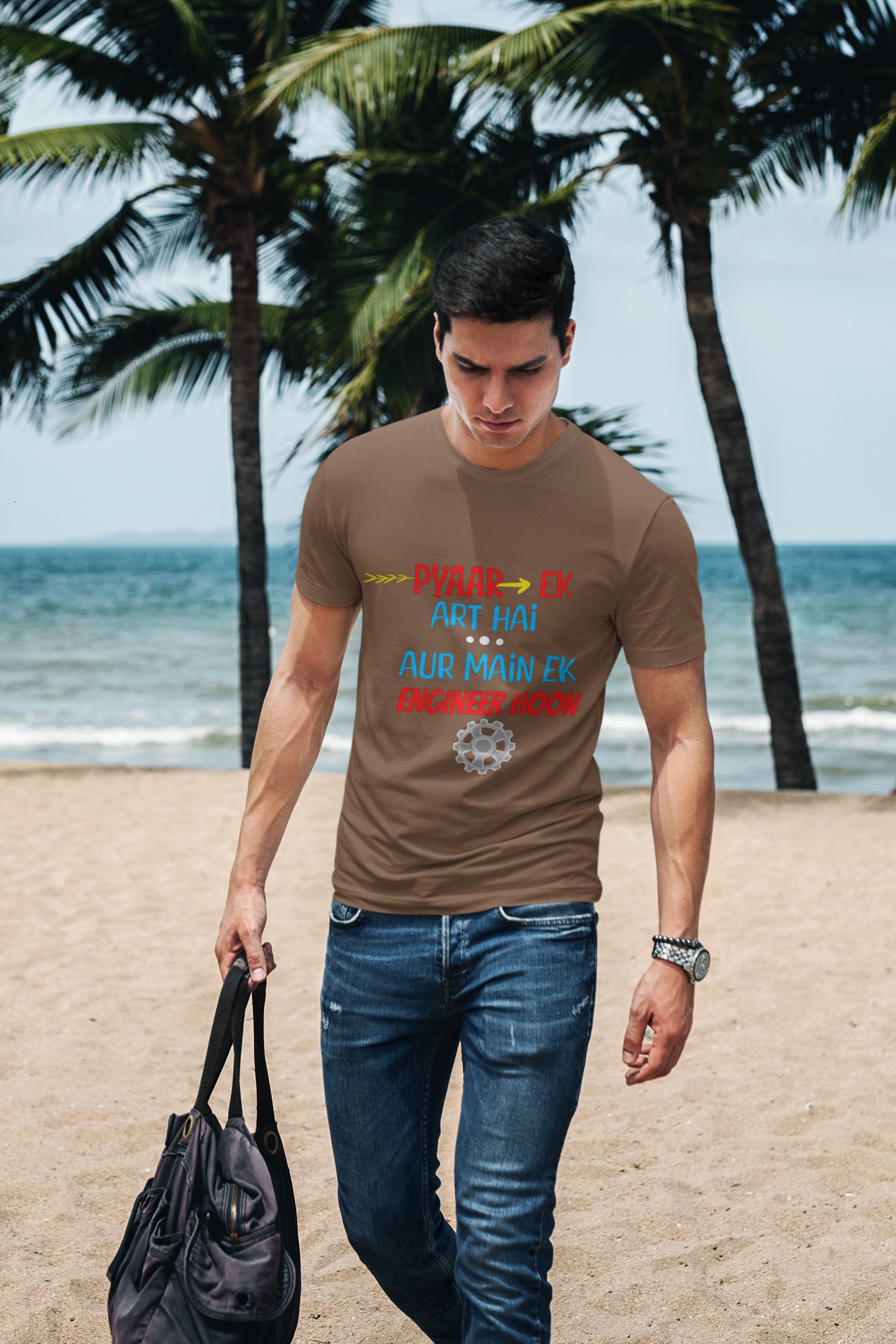 SCUBAAA Men's Engineer Half Sleeve T-Shirt