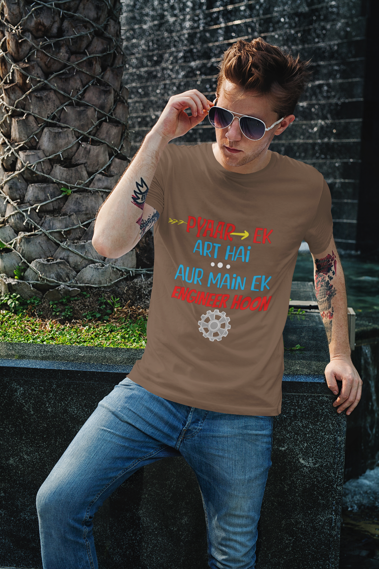 SCUBAAA Men's Engineer Half Sleeve T-Shirt