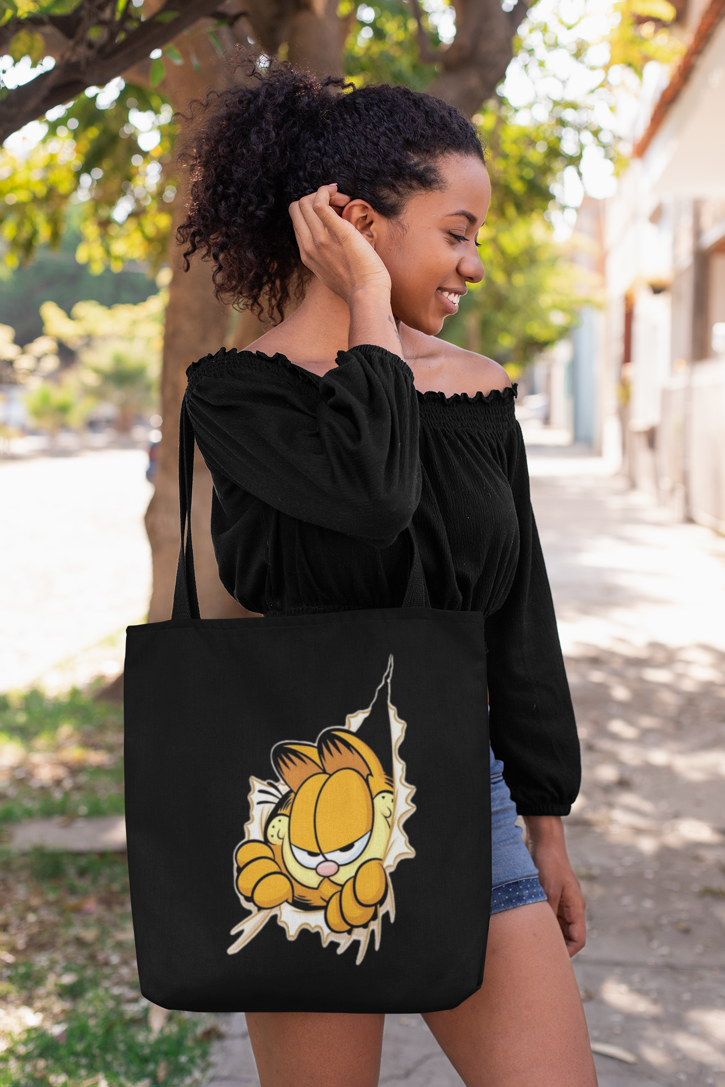 SCUBAAA Garfield Breaks Through Tote Zipper Bag