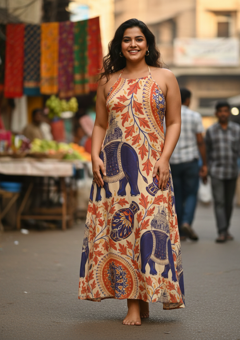 Fantasy Indidan Elephants Bodycon Dress