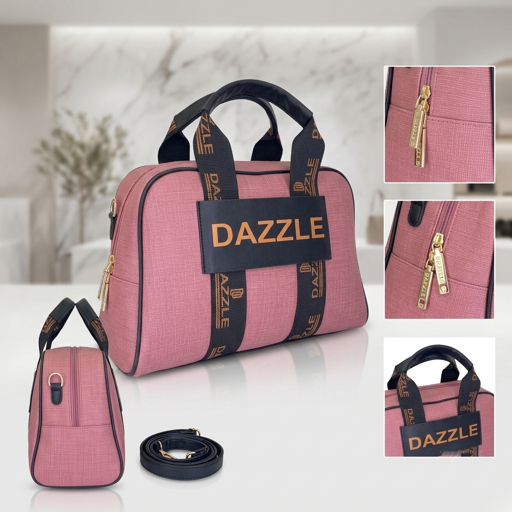 Women's Polyurethane Textured Duffle Bag with Adjustable & Removable Strap (Pink)