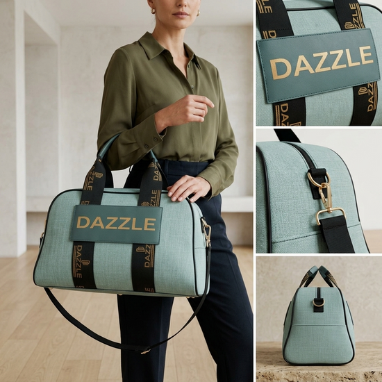 Women's Polyurethane Textured Duffle Bag with Adjustable & Removable Strap (Green)