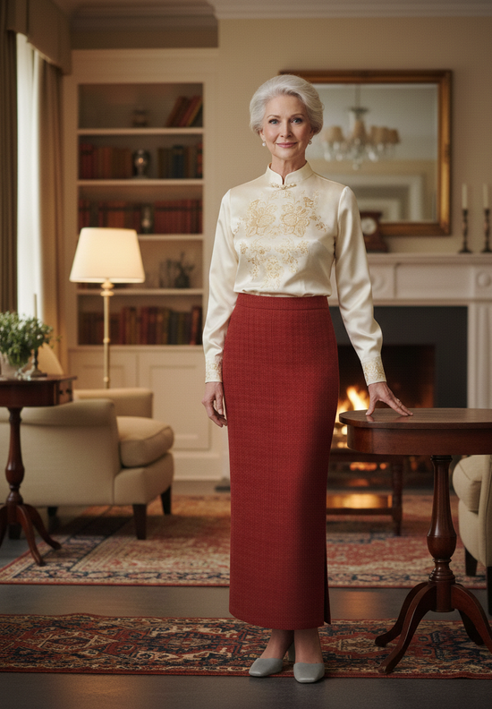 Off Red Pencil Skirt