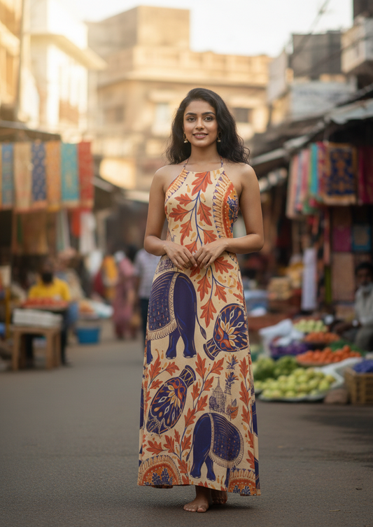 Fantasy Indidan Elephants Bodycon Dress