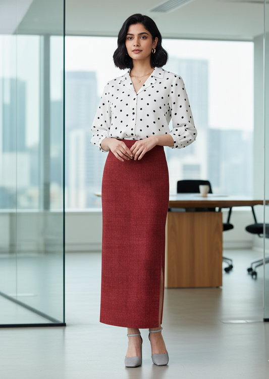 Off Red Pencil Skirt