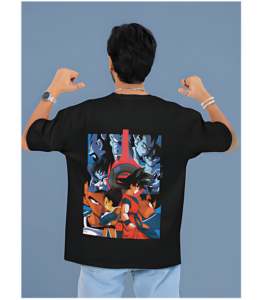 SCUBAAA Men's Brotherhood Goku X Vegeta Oversized Half Sleeve T-shirt