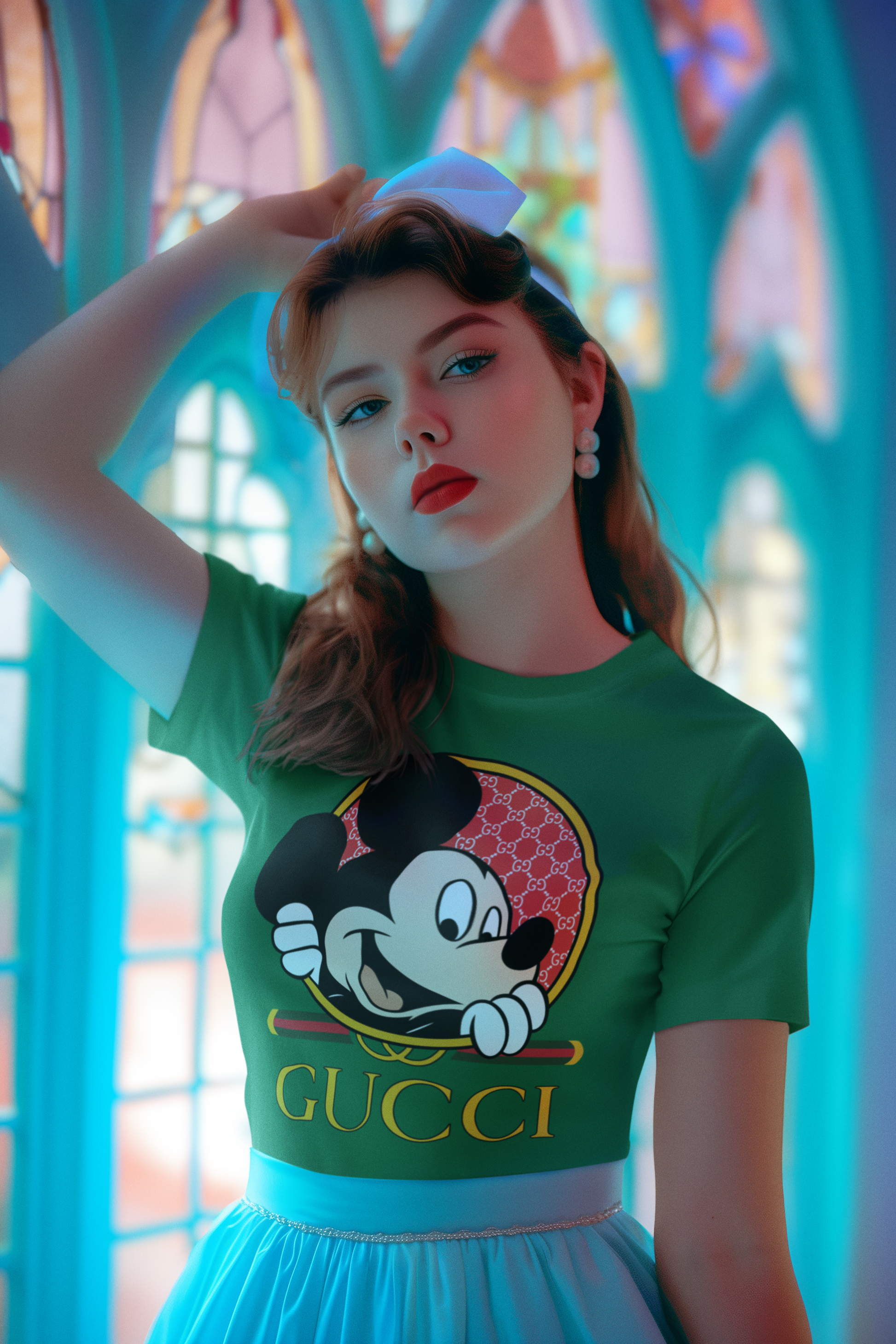 SCUBAAA Woman's Half Sleeve Mickey Mouse Regular Fit Tshirt