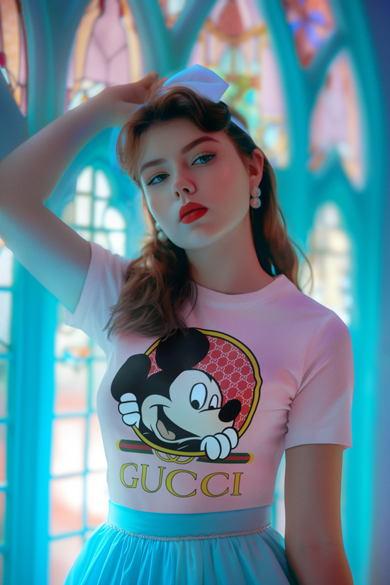 SCUBAAA Woman's Half Sleeve Mickey Mouse Regular Fit Tshirt