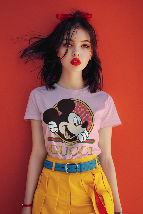 SCUBAAA Woman's Half Sleeve Mickey Mouse Regular Fit Tshirt