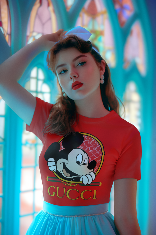 SCUBAAA Woman's Half Sleeve Mickey Mouse Regular Fit Tshirt