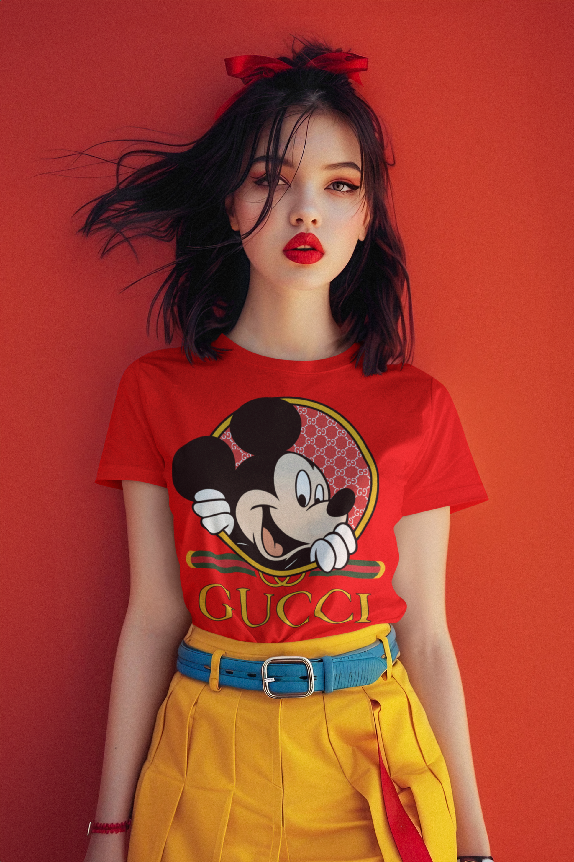 SCUBAAA Woman's Half Sleeve Mickey Mouse Regular Fit Tshirt