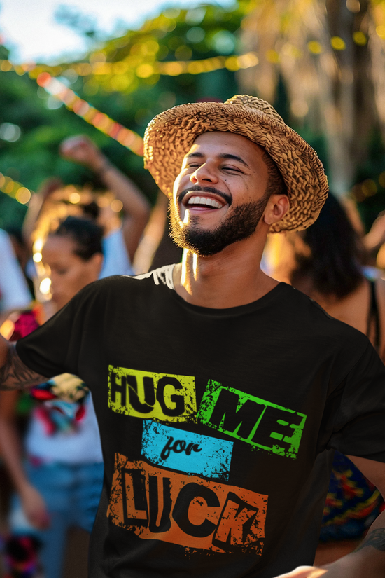 SCUBAAA Men's Hug Me For Luck Regular Fit Half Sleeve T-shirt