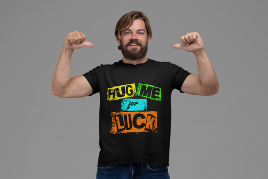 SCUBAAA Men's Hug Me For Luck Regular Fit Half Sleeve T-shirt