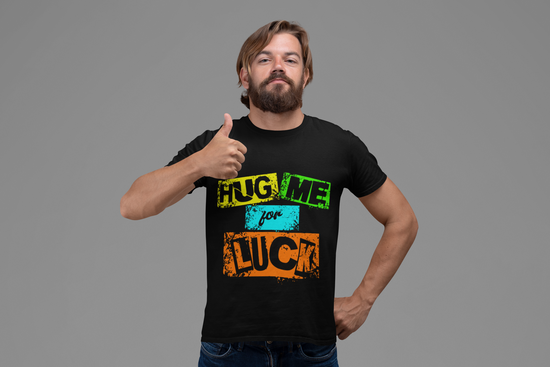 SCUBAAA Men's Hug Me For Luck Regular Fit Half Sleeve T-shirt