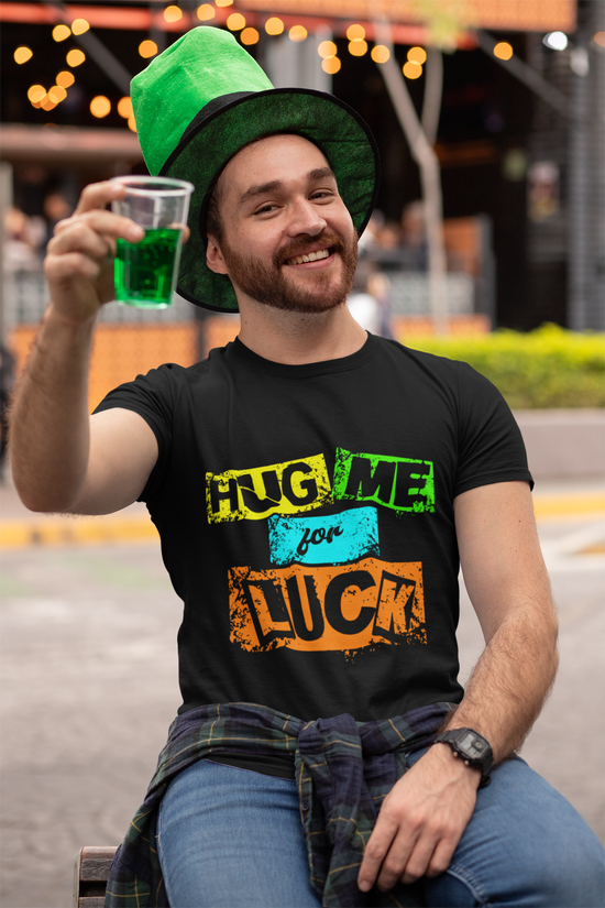 SCUBAAA Men's Hug Me For Luck Regular Fit Half Sleeve T-shirt