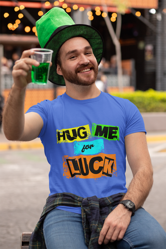SCUBAAA Men's Hug Me For Luck Regular Fit Half Sleeve T-shirt